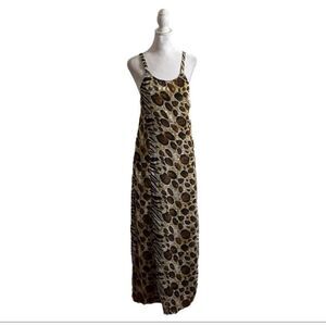 Kupu Kupu Spaghetti Strap Animal Print Maxi Dress Metallic Sparkle Beach US 4